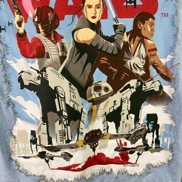 Star Wars Disney Graphic‎ T-Shirt Size Small Rey Finn Blue Men's Last Jedi Parks - Picture 6 of 12